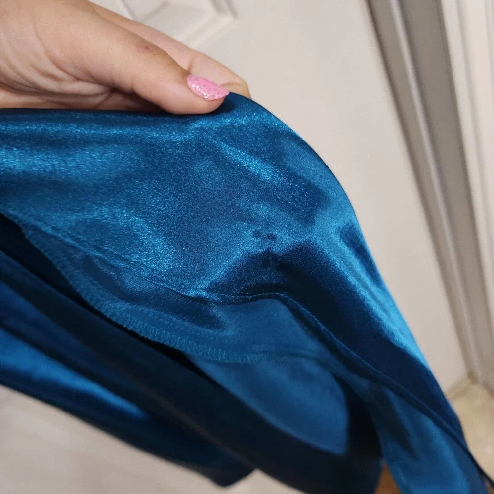 Victorias Secret Womens Slip Dress Teal Blue Satin Vtg 80s Gold Label Maxi Sz S